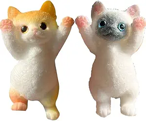 Cute DIY Cat Squeeze Toy - Hyperreal Kawaii Simulation, Soft Silicone Sensory Toys for Kids & Adults,  Stress Relief Gift for Cat Lovers (Creamy Yellow + Siamese)