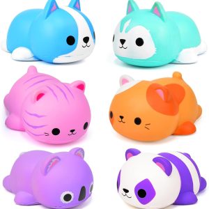 Cat  Stress Balls for Adults Kids: 6PCS Jumbo Animal  Slow Rising Fidget Sensory Toys Classroom Prizes Party Favors Valentines Gifts Easter Goodie Bags Christmas Stocking Stuffers