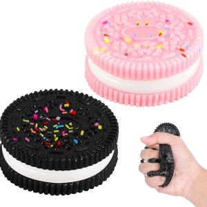 Stress Relief & Anxiety Toys 2-Pack - Ultra-Soft Silicone Squeeze Toys, Sensory Fidget Decompression Venting Tools (Black+Pink)