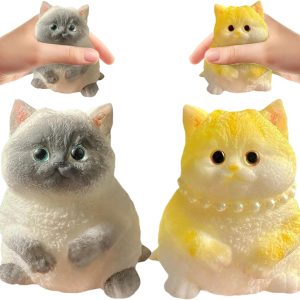 Cute DIY Cat Squeeze Toy - Hyperreal Kawaii Simulation, Soft Silicone Sensory Toys for Kids & Adults, Stress Relief Gift for Cat Lovers (Siamese & Gold Gradient)