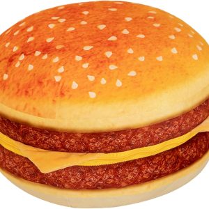 Hamburger Plush Pillow, 3D Simulation Cheeseburger Pillow Burger Plush Hugging Pillow Cushion Funny Food Plush Pillows Toy for Home Decor, 16.5inch