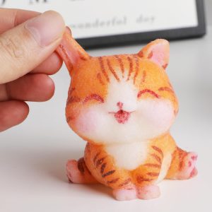 Mini  Kit - Cute Smiling Cat Silicone Squeeze Toy for Kids (Orange)