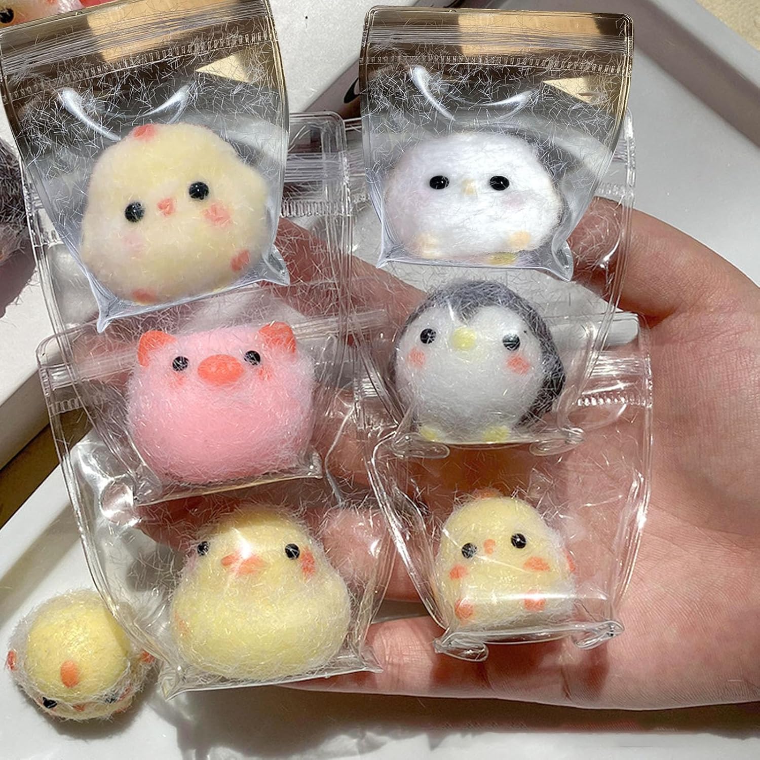 6Pcs Handmade Little Chicks Toys - Cute Ultra Soft Chick Silicone Squeeze Toys for Stress Relief